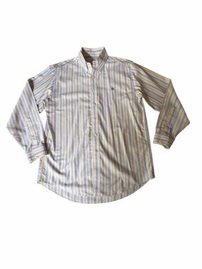 Brooks Brothers Blue Yellow Striped Long Sleeve Button Down Shirt, M